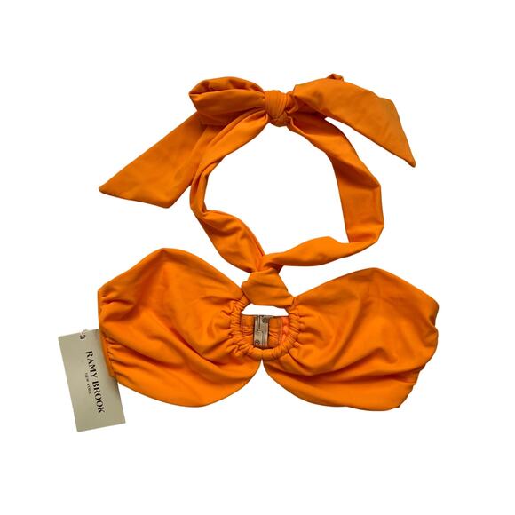 RAMY BROOK SIZE XSMALL MARIE BIKINI SWIM HALTER TOP APRICOT ORANGE NEW - Picture 3 of 8